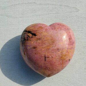Rhodonite Crystal Heart Palm Stone